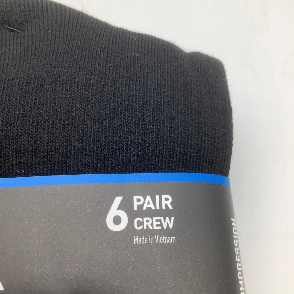 Adidas Mens‎ Aeroready Cushioned Crew Socks 6 Pair Black Shoe Size 6-12 New